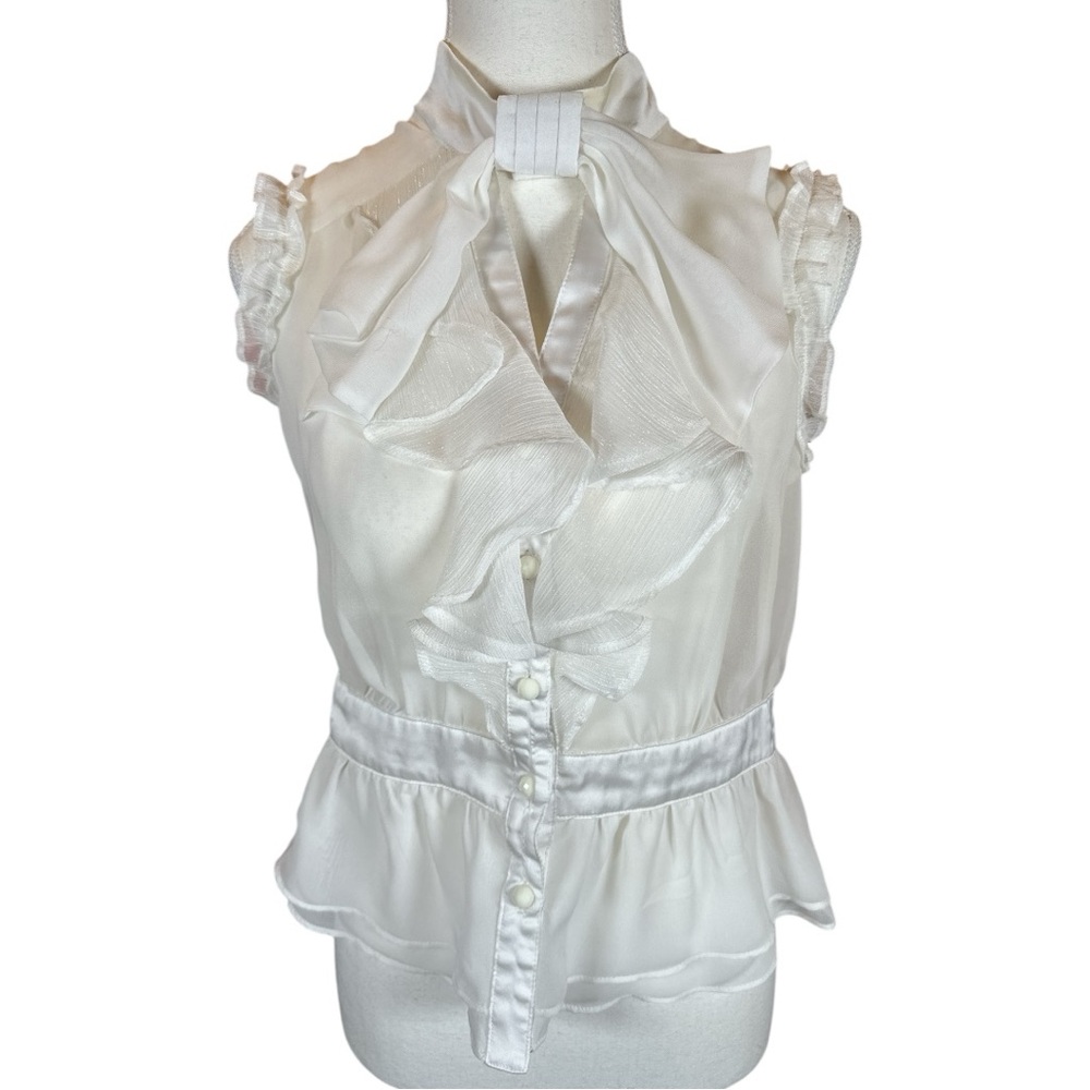 Plastic Island White Ruffled Blouse